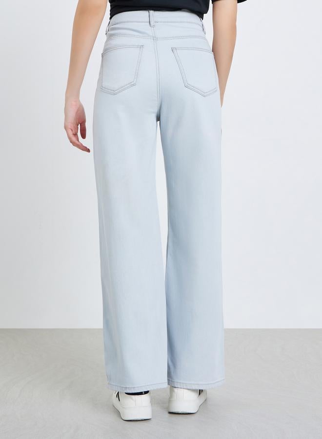 Styli Women Light Blue Wide Leg Jeans - Image 4